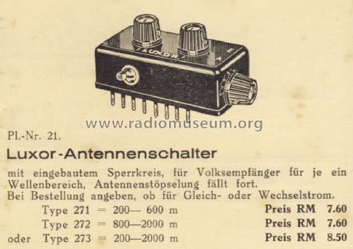 Antennenschalter mit Sperrkreis für VE301 273; Luxor Marke, Max (ID = 1340794) mod-past25