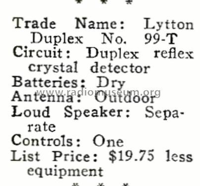 Lytton Duplex No. 99T; Lytton Inc., Walter; (ID = 1969615) Radio