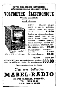 Voltmétre Electronique ; Mabel Electronique; (ID = 2751117) Equipment