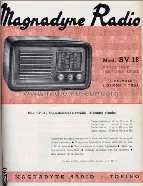 Magnadyne Radio Epoca A Valvole Magnadyne SV 18 