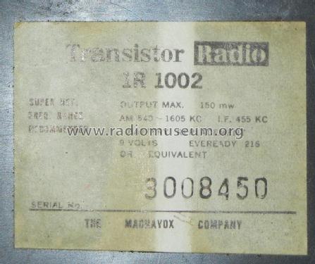 1R1002 ; Magnavox Co., (ID = 2608770) Radio