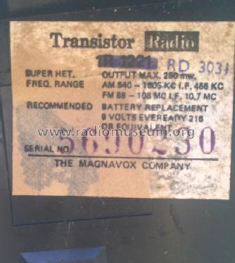 Transistor Radio RD3031; Magnavox Co., (ID = 2328094) Radio