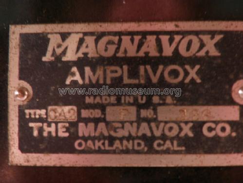 Amplivox Type CA2 Model F; Magnavox Co., (ID = 1300123) Ampl/Mixer