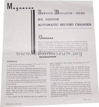 Automatic Record Changer 520508; Magnavox Co., (ID = 1799769) Ton-Bild