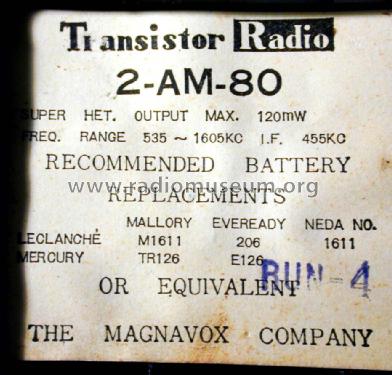 Companion 2-AM-80 Ch= AM80; Magnavox Co., (ID = 1309893) Radio