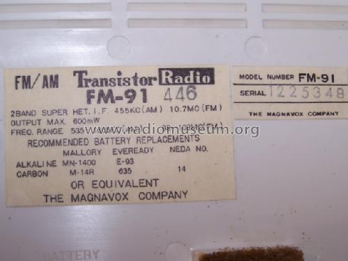 Ten Transistor FM-91; Magnavox Co., (ID = 756710) Radio