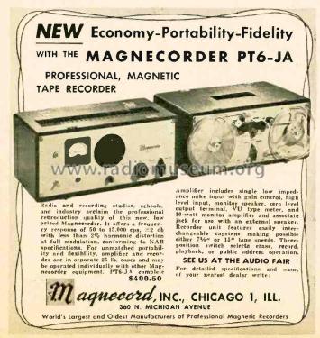 Magnecorder PT6-JA; Magnecord, Inc. (ID = 1797628) Sonido-V