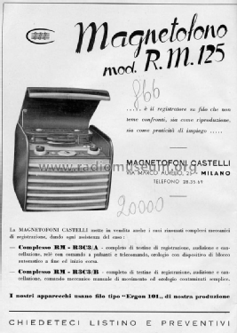 Wire Recorder RM125; Magnetofoni Castelli (ID = 2642596) R-Player