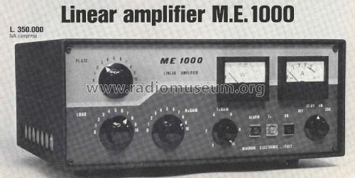 Amplificatore Lineare di Potenza M.E. 1000; Magnum Electronic; (ID = 2906546) RF-Ampl.