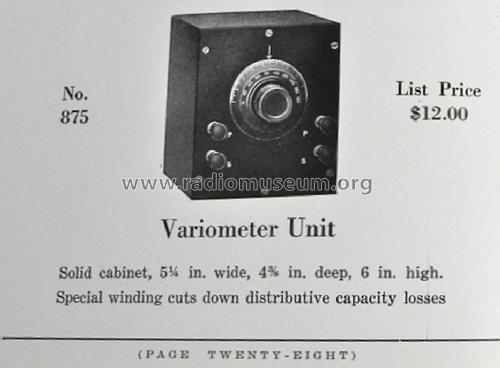 Variometer Unit No. 875; Magnus Electric Co. (ID = 1489101) mod-pre26