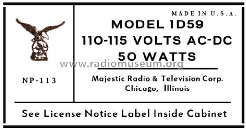 1D59L ; Majestic Radio & (ID = 3000012) Radio
