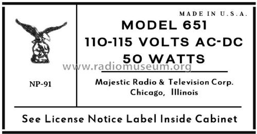 651 Triple Fin; Majestic Radio & (ID = 3000018) Radio