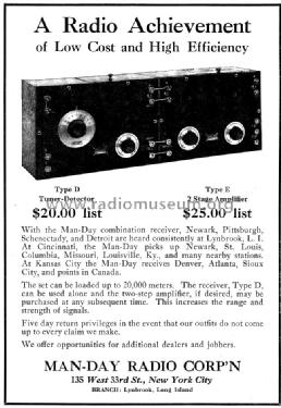 Tuner-Detector Type D; Man-Day Corporation; (ID = 1006512) Radio
