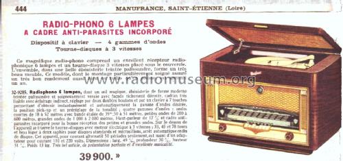 Radio-Phono 32-9285; Manufrance, (ID = 2088163) Radio