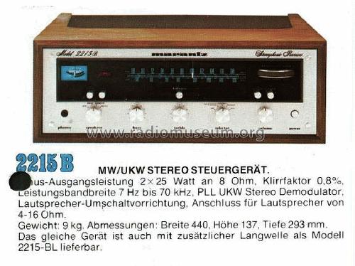 Stereophonic Receiver 2215B; Marantz Sound United (ID = 585070) Radio