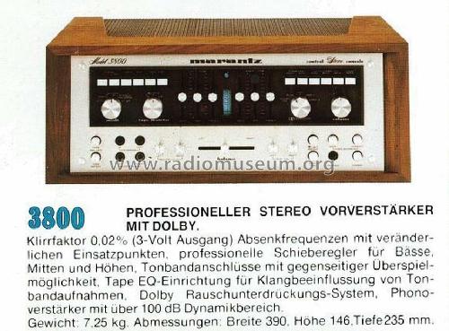 Stereo Control Console 3800; Marantz Sound United (ID = 585157) Ampl/Mixer