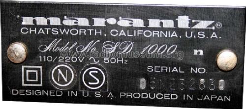 Stereo Cassette Deck SD-1000; Marantz Sound United (ID = 1454543) Sonido-V