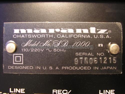 Stereo Cassette Deck SD-1000; Marantz Sound United (ID = 1979343) Sonido-V