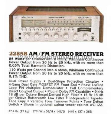 Stereophonic Receiver 2285B; Marantz Sound United (ID = 1814183) Radio