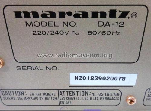 D/A Converter DA-12; Marantz Sound United (ID = 2377432) Ampl/Mixer