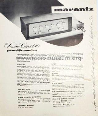 Audio Consolette Model 1; Marantz Sound United (ID = 2988437) Ampl/Mixer