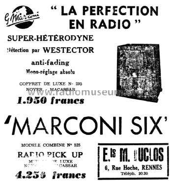 Marconi Six 295 Ch= 633W; Marconi marque, Cie. (ID = 1990216) Radio