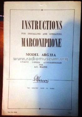 ARG33A; Marconi Co. (ID = 2070817) Radio