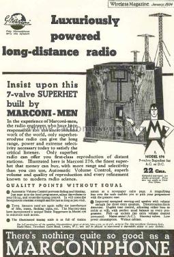 Marconiphone 276 AC; Marconi Co. (ID = 2706572) Radio