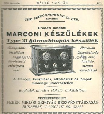Marconiphone Type 31; Marconi Co. (ID = 1502671) Radio