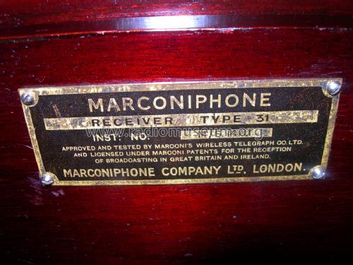 Marconiphone Type 31; Marconi Co. (ID = 2572020) Radio