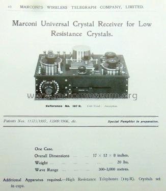Universal Crystal Receiver No. 107 R; Marconi Co. (ID = 2377526) Crystal