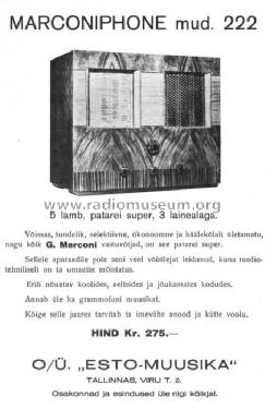 Marconiphone 222; Marconi Co. (ID = 421668) Radio