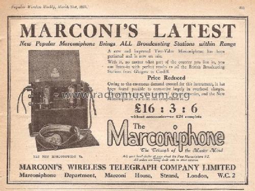 Marconiphone V2A; Marconi Co. (ID = 483904) Radio