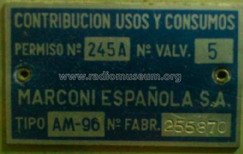 AM96; Marconi Española S.A (ID = 1270393) Radio