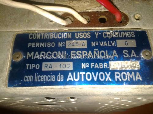 RA-102; Marconi Española S.A (ID = 1008474) Car Radio