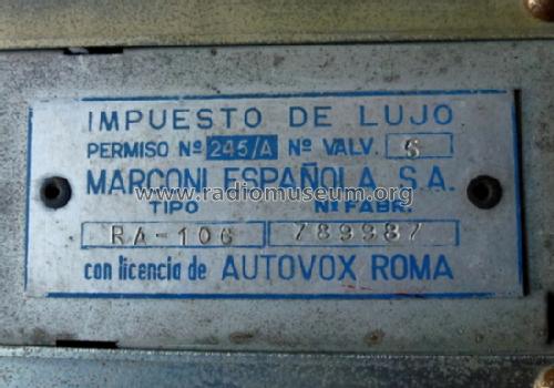 RA-106; Marconi Española S.A (ID = 1466574) Car Radio