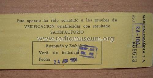 RA-106; Marconi Española S.A (ID = 2397181) Car Radio