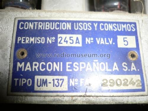 UM-137; Marconi Española S.A (ID = 1613183) Radio