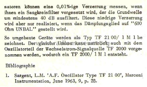 A.F. Oscillator TF 2100; Marconi Instruments, (ID = 739043) Equipment