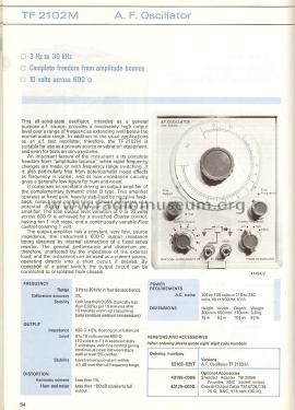 A.F. Oscillator TF 2102M ; Marconi Instruments, (ID = 2368366) Equipment