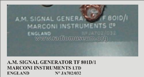 AM Signal Generator TF801D/1; Marconi Instruments, (ID = 1273108) Equipment