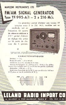 FM/AM Signal Generator TF995-A/1; Marconi Instruments, (ID = 501767) Equipment