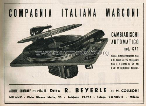 Cambiadischi Automatico CA1; Marconi Italiana (ID = 2521421) Reg-Riprod