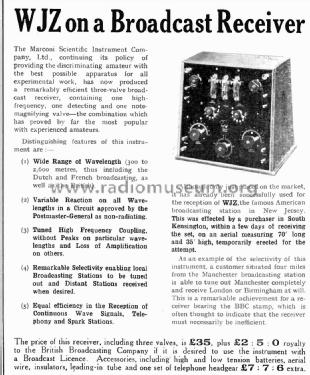 Three Valve Broadcast Receiver ; Marconi Scientific (ID = 2505482) Radio