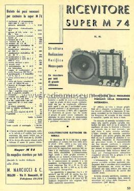 Ricevitore Super M74; Marcucci; Milano (ID = 2464873) Radio