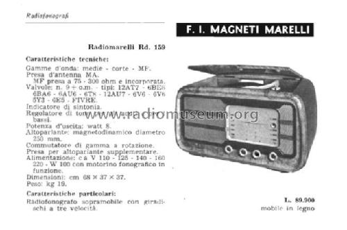 RD159-MF; Marelli Radiomarelli (ID = 2596774) Radio