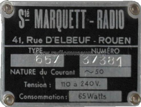 Sensation 57 Type 657; Marquett-Radio (ID = 435357) Radio