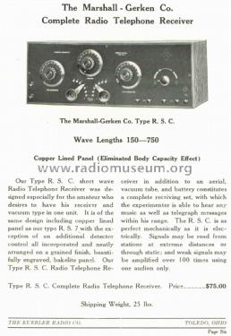 Radio Telephone Receiver Type R.S.C.; Marshall-Gerken Co., (ID = 2081799) Radio