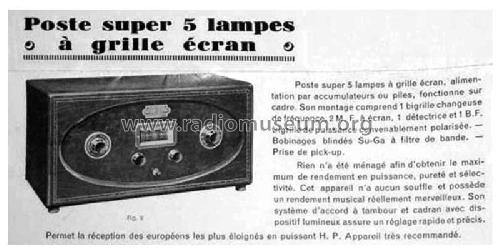 Super 5 lampes à grille écran ; Martin, V.; Paris, (ID = 2065937) Radio