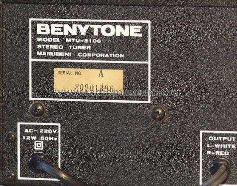 Benytone Stereo Tuner MTU-3100; Marubeni Corp., (ID = 2618578) Radio